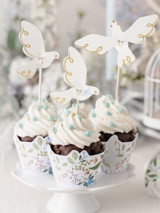 Cupcake Decorations Doves 14.5 Cm Mix 1 Pack 6 Pcs