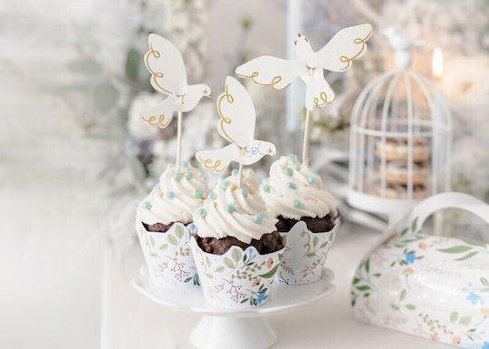 Cupcake Decorations Doves 14.5 Cm Mix 1 Pack 6 Pcs