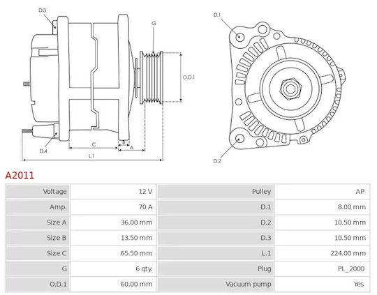 Alternator Opel Astra Combo 1.7 Di Dti