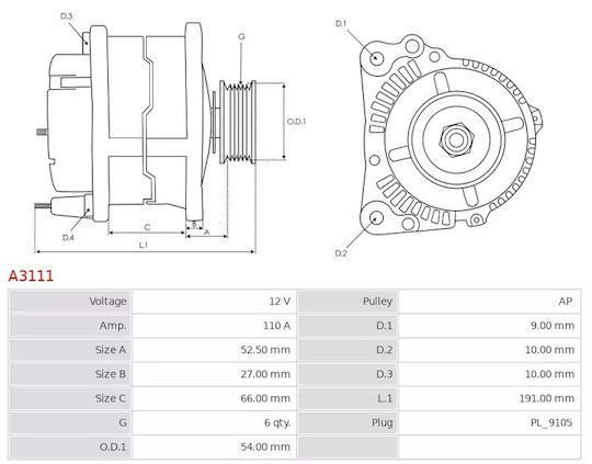 Alternator Opel Movano 2.5d 2.8d