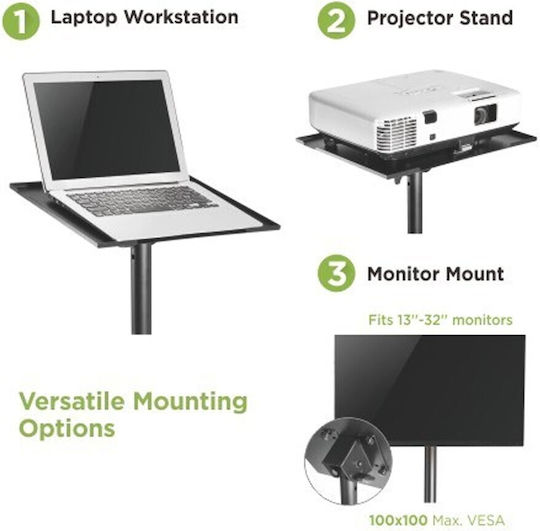 Techly Suport Proiector pardoseală ICA-TB TPM-8 cu Sarcină Maximă 8kg Negru