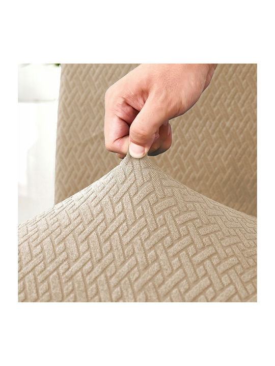 Ubieramy Meble Husă Elastică Scaun Beige Jacquard 1buc