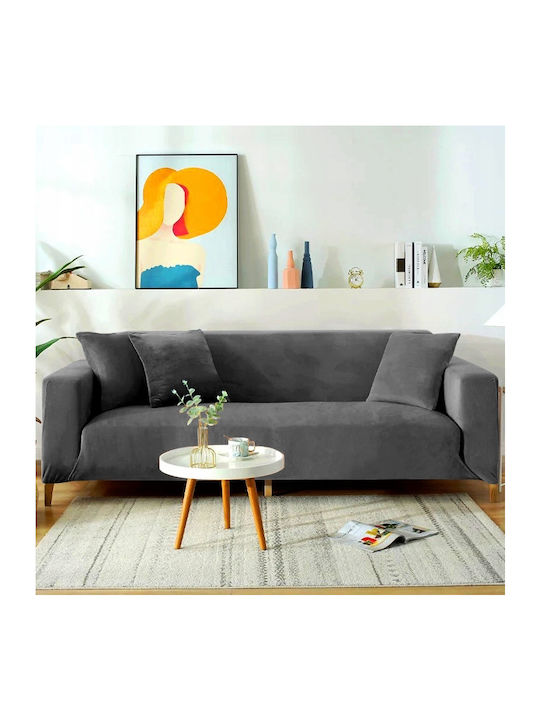 Ubieramy Meble Elastische Abdeckung für Dreisitziges Sofa Gray 22εκ. 1Stück