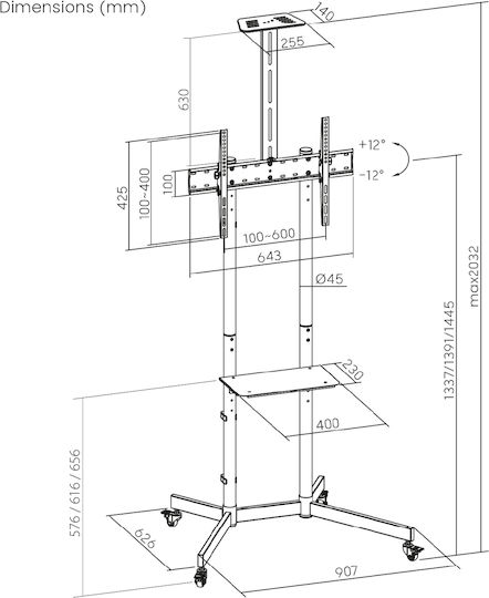 Maclean Energy MC-113 B Βάση Τηλεόρασης Δαπέδου έως 70"