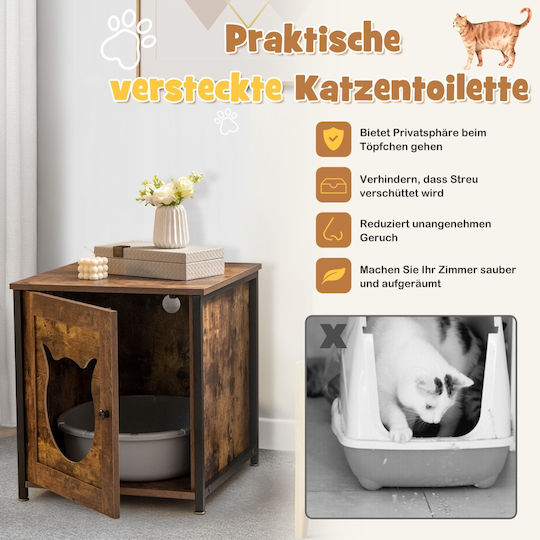 Costway Wooden Cat Cabinet Door & Entrance Cat Toilet 50 x 53 x 55 cm Pv10016cf