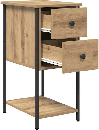 Комод Дървен с Метални Крака Кафяв дъб 32x42x70см