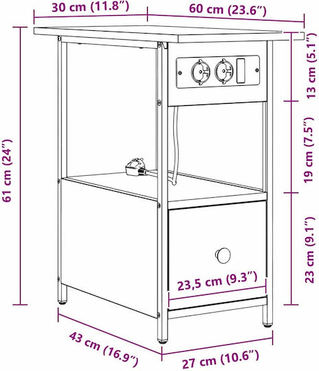 Комод Дървен Black oak 60x30x61см