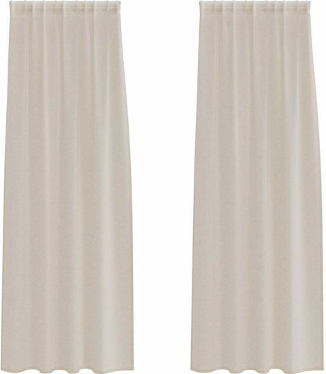 vidaXL Set Vorhänge mit Bleistiftfalten Beige 140x225cm