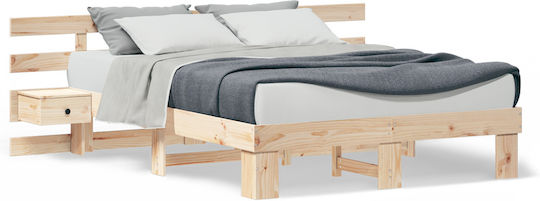 Doppelbett aus Massivholz Braune mit Lattenrost für Matratze 150x200cm