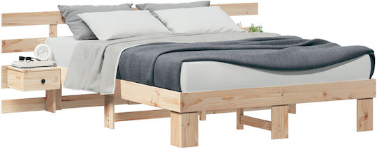 Doppelbett aus Massivholz Braune mit Lattenrost für Matratze 150x200cm