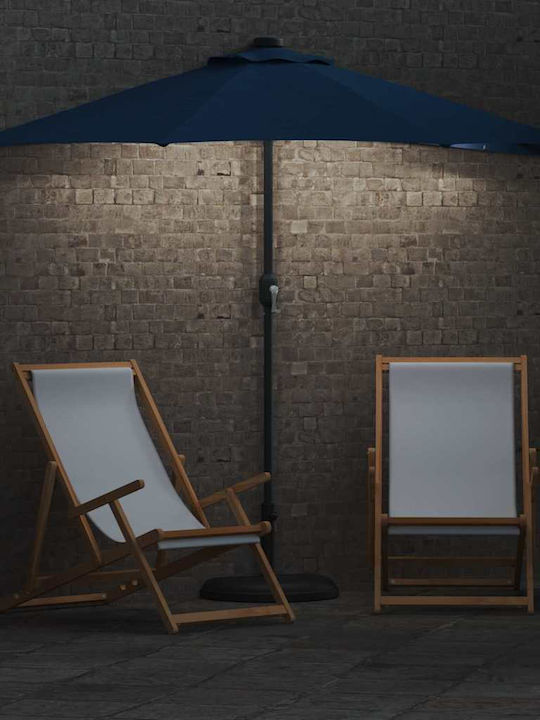Garten & Terrassen Sonnenschirm Bodenständer Aluminium Blau mit LED-Beleuchtung 2.94x1.5m
