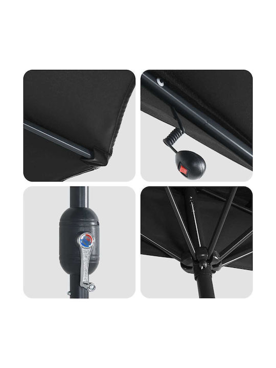 Umbrelă Suspendată Din Aluminiu Neagră 2.94x1.5xÎnălțime 2.24m