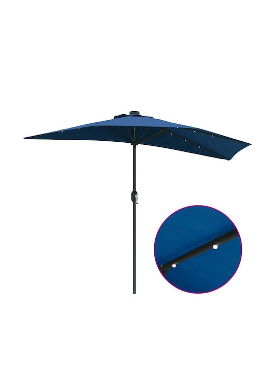 Garten & Terrassen Sonnenschirm Bodenständer Aluminium Blau mit LED-Beleuchtung 2.94x1.5m