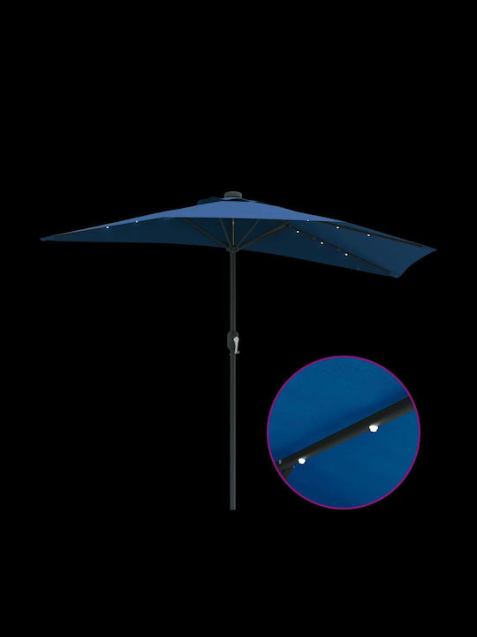 Garten & Terrassen Sonnenschirm Bodenständer Aluminium Blau mit LED-Beleuchtung 2.94x1.5m