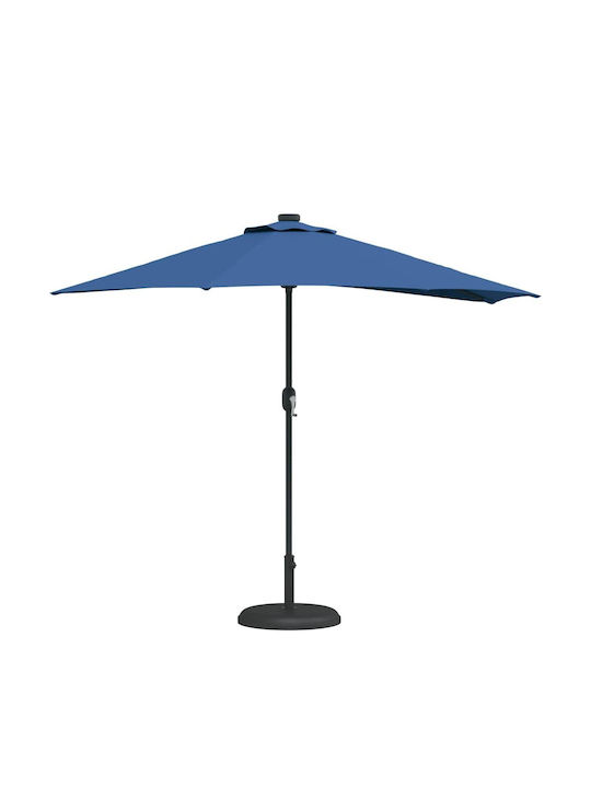 Garten & Terrassen Sonnenschirm Bodenständer Aluminium Blau mit LED-Beleuchtung 2.94x1.5m