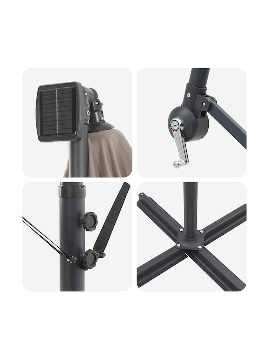 Umbrelă Suspendată Din Aluminiu Maro 2.94x2.94xÎnălțime 2.48m