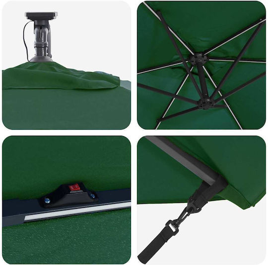 Hängender Metall-Garten- und Terrassen-Sonnenschirm Grüne 2,94x2xHöhe 2,54 m
