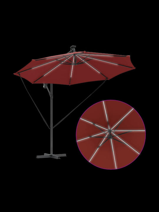 Umbrelă Suspendată Din Aluminiu Portocalie 2.94x2.94xÎnălțime 2.48m