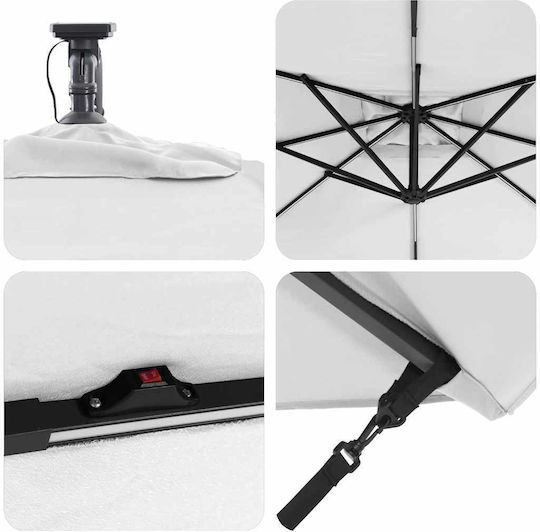Hanging Aluminum Garden Parasol Beige 2.49x2.49xHeight 2.5m