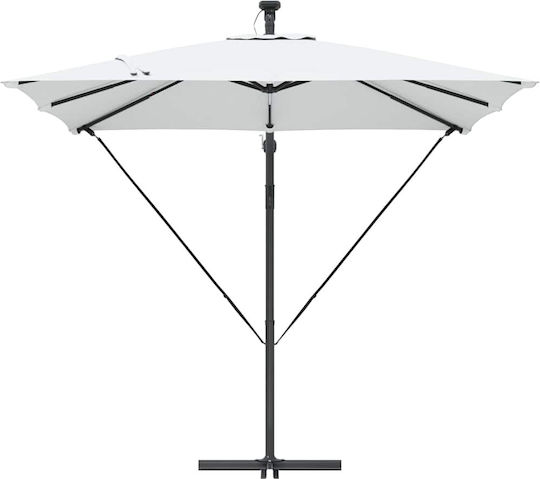 Hanging Aluminum Garden Parasol Beige 2.49x2.49xHeight 2.5m
