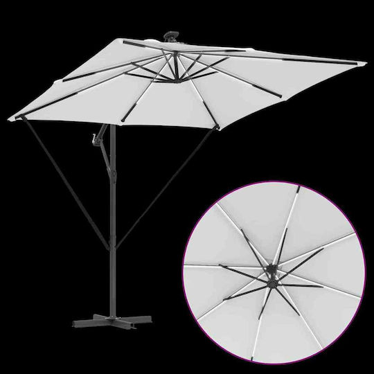 Hanging Aluminum Garden Parasol Beige 2.49x2.49xHeight 2.5m