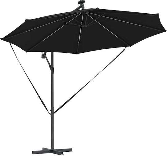 Hängender Aluminium Garten- und Terrassen-Sonnenschirm Schwarz 2,94x2,94xHöhe 2,48 m