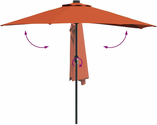 Hängender Aluminium-Garten- und Terrassen-Sonnenschirm Orange 2,94x1,5xHöhe 2,24 m