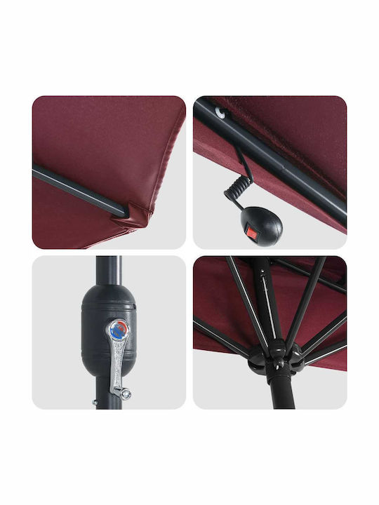 Hanging Aluminum Burgundy 2.94x1.5m Garden & Terrace Parasol