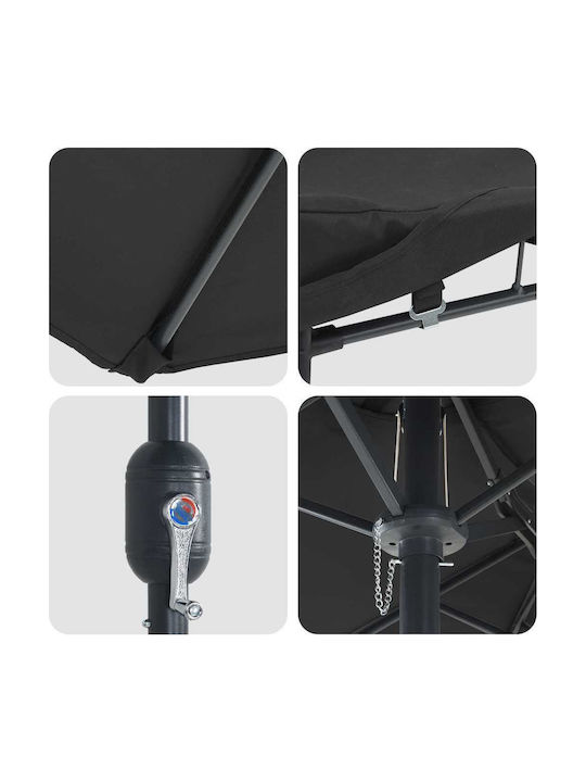 Umbrelă Din Aluminiu Neagră 3.85x2.09xÎnălțime 2.44m