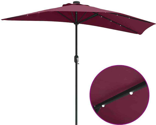 Hängender Aluminium-Burgunder Gartenschirm 2,94x1,5xHöhe 2,24 m