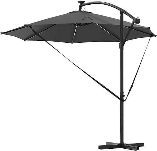 Hanging Aluminum Garden Parasol Grey 2.94x2.94xHeight 2.48m