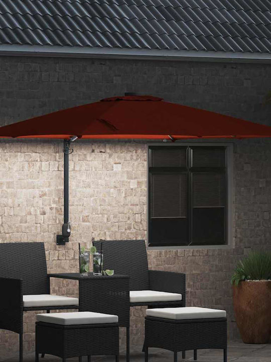 Umbrella Floor Aluminum Orange with LED Lighting 2.48x2.47m
