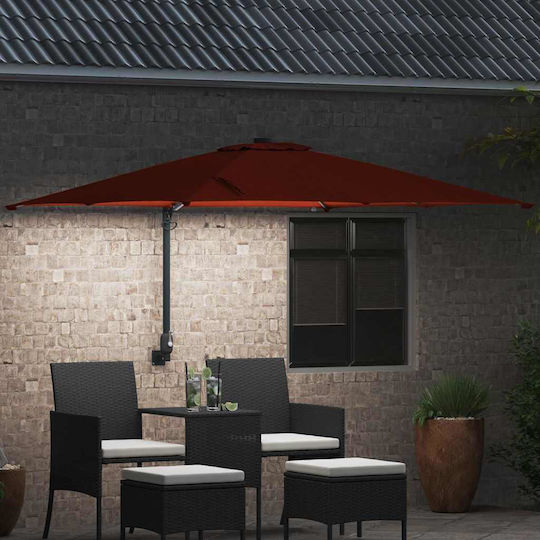 vidaXL Wandmontierte Aluminium Garten- und Terrassen-Sonnenschirm Orange 2,48x2,47xHöhe 1,6 m