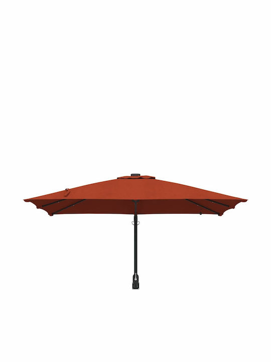Umbrella Floor Aluminum Orange with LED Lighting 2.48x2.47m