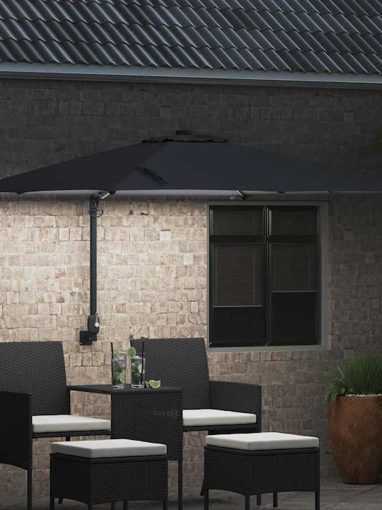 Umbrella Floor Aluminum Gray with LED Lighting 2.48x2.47m