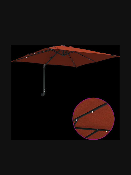 Umbrella Floor Aluminum Orange with LED Lighting 2.48x2.47m