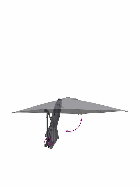 Umbrella Floor Aluminum Gray with LED Lighting 2.48x2.47m