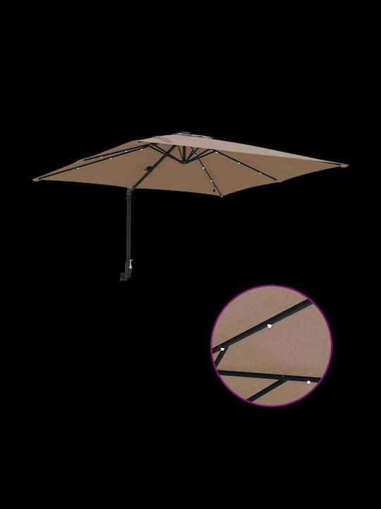 Umbrella Floor Aluminum Brown with LED Lighting 2.48x2.47m