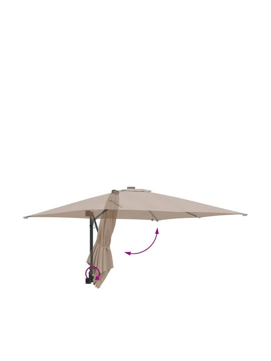 Umbrella Floor Aluminum Brown with LED Lighting 2.48x2.47m