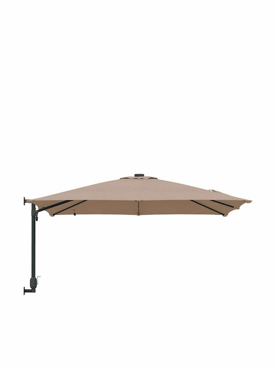 Umbrella Floor Aluminum Brown with LED Lighting 2.48x2.47m
