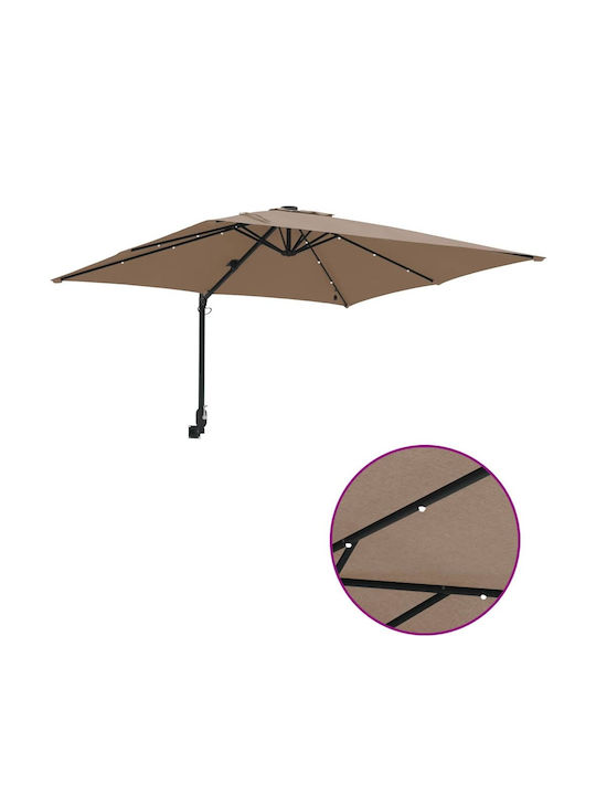 Umbrella Floor Aluminum Brown with LED Lighting 2.48x2.47m