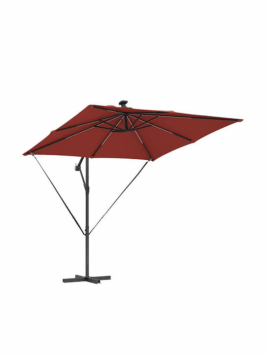 Hängender Aluminium-Garten- und Terrassen-Sonnenschirm Orange 2,94x2,94xHöhe 2,5 m