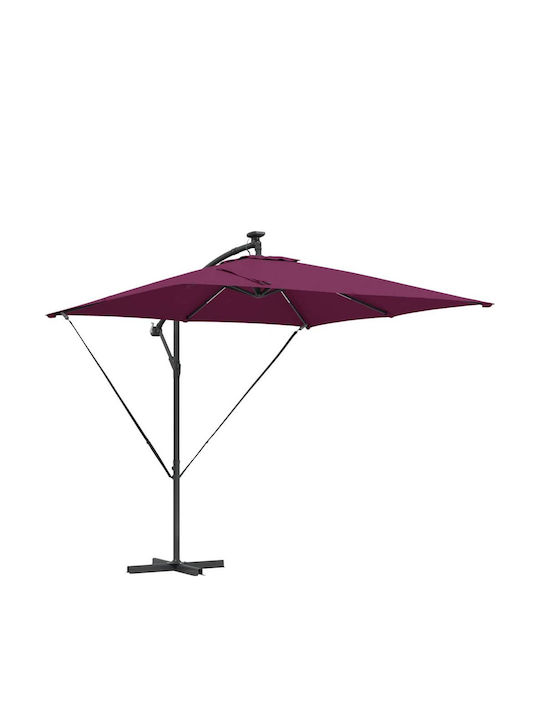 Garten- und Terrassen-Sonnenschirm Hängend Aluminium Burgundisch 2,94x2,94xHöhe 2,5 m
