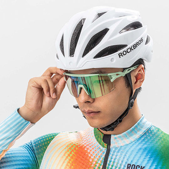 Rockbros Cycling Glasses with White Frame & Polarized / Transparent Lenses