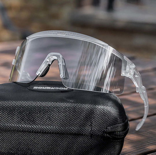 Rockbros Cycling Glasses with White Frame & Polarized / Transparent Lenses