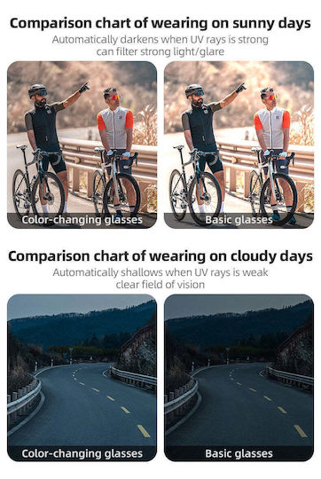 Rockbros Cycling Glasses with White Frame & Polarized / Transparent Lenses