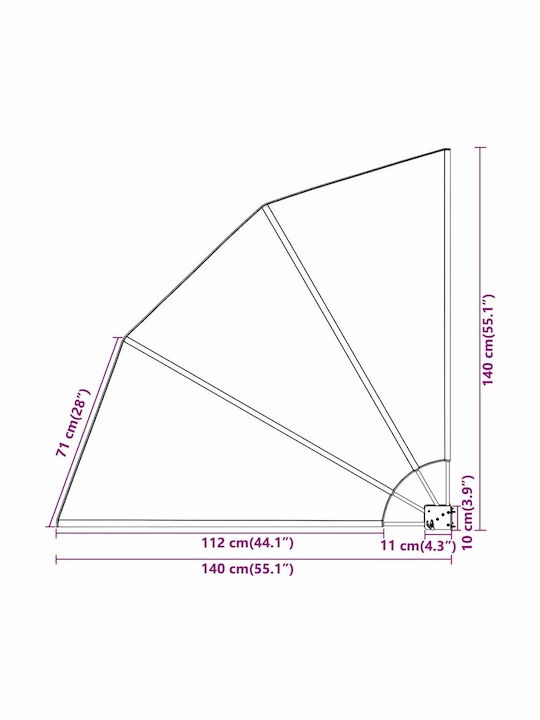vidaXL Garden Sideway Sunshade Roller Gray 1.4x1.4cm
