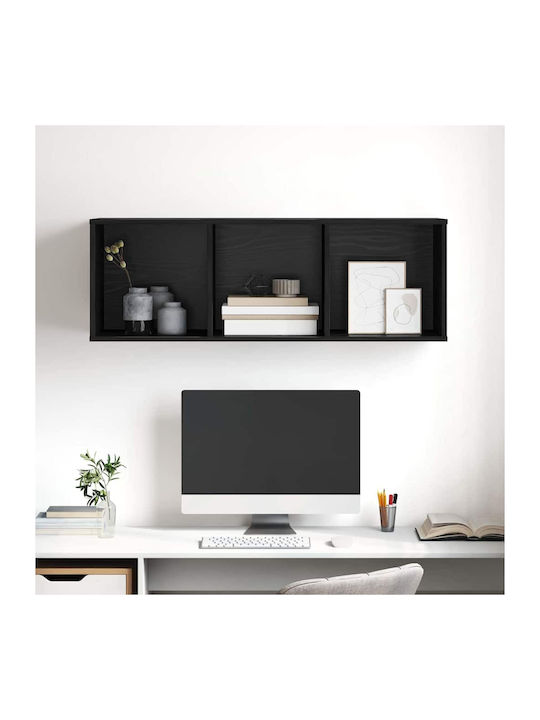 Wall Living Room Cabinet made of Particle Board Black Oak 37x37x107cm