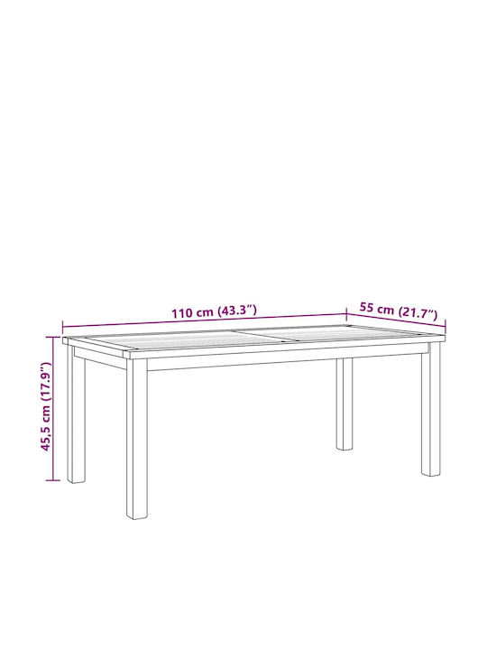 Garden Table for Outdoor Sitting Area from Teak Brown 110x55x45cm