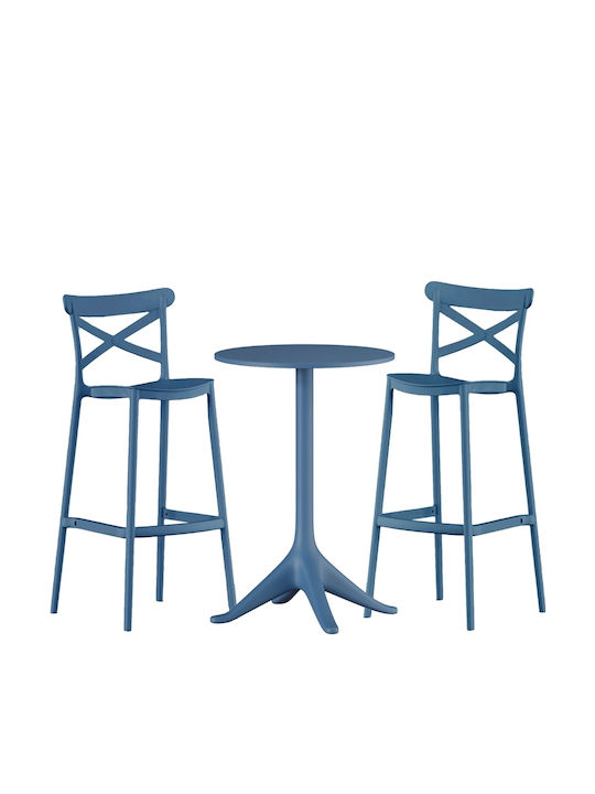 Bar Set for Small Outdoor Spaces Elly 3 Pieces Blue